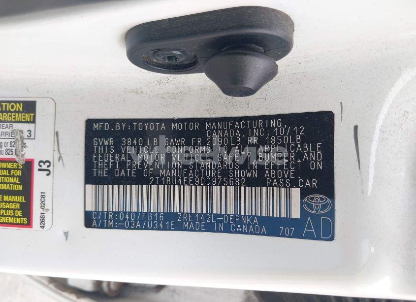 Photo 9 of 2013 Toyota Corolla LE (VIN 2T1BU4EE9DC975682)