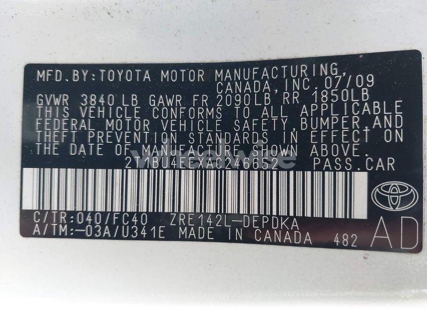 Photo 9 of 2010 Toyota Corolla LE (VIN 2T1BU4EEXAC246652)