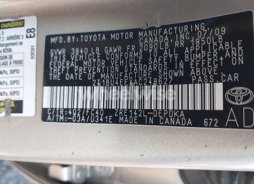 Photo 9 of 2010 Toyota Corolla LE (VIN 2T1BU4EEXAC248627)