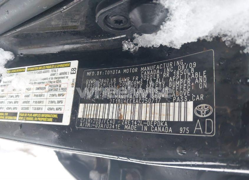 Photo 9 of 2010 Toyota Corolla LE (VIN 2T1BU4EEXAC250717)