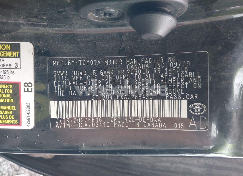 Photo 9 of 2010 Toyota Corolla (VIN 2T1BU4EEXAC265430)