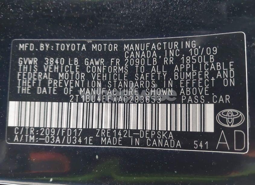 Photo 9 of 2010 Toyota Corolla S (VIN 2T1BU4EEXAC283653)