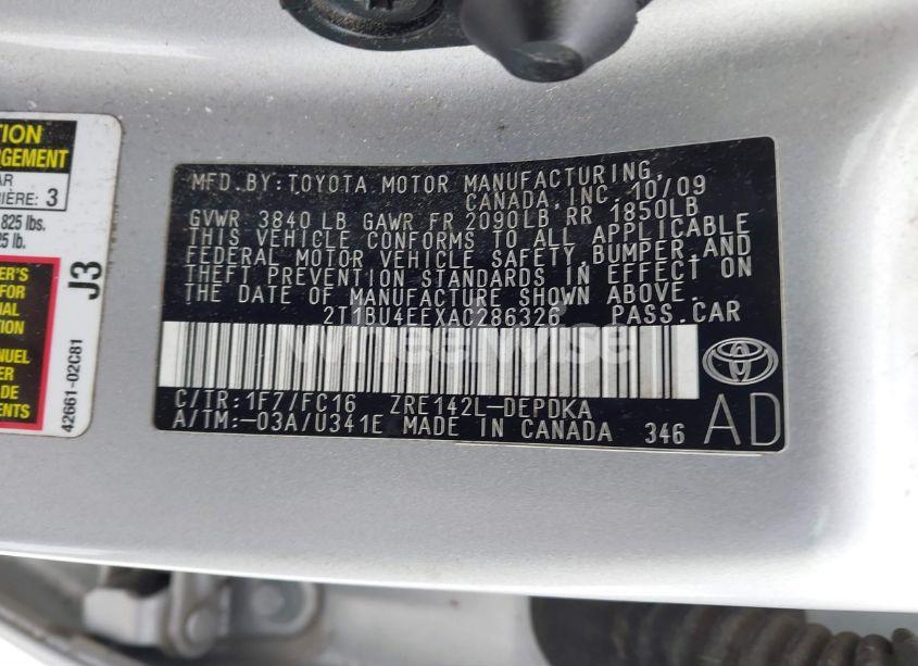 Photo 9 of 2010 Toyota Corolla LE (VIN 2T1BU4EEXAC286326)