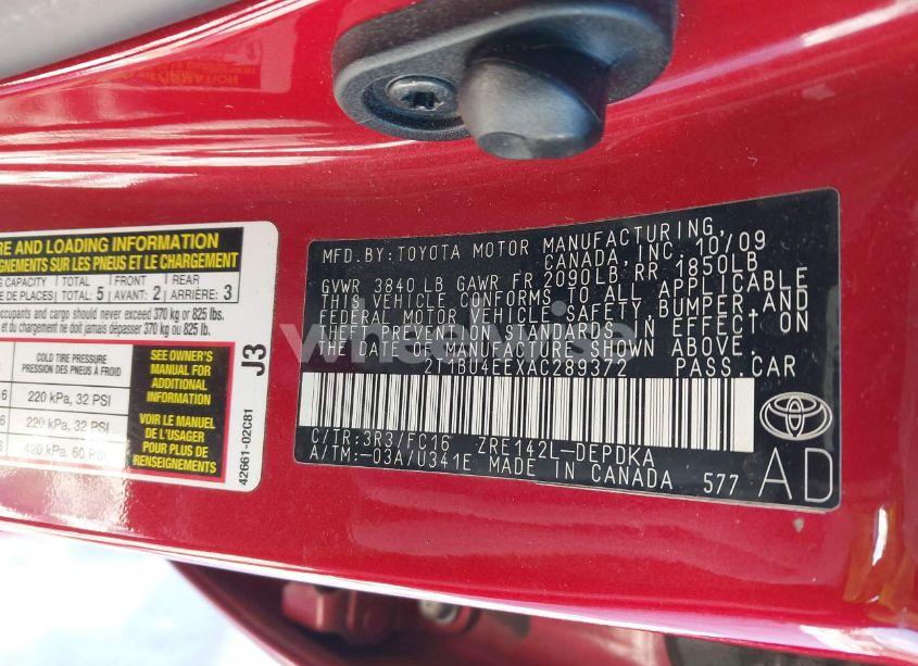 Photo 9 of 2010 Toyota Corolla LE (VIN 2T1BU4EEXAC289372)