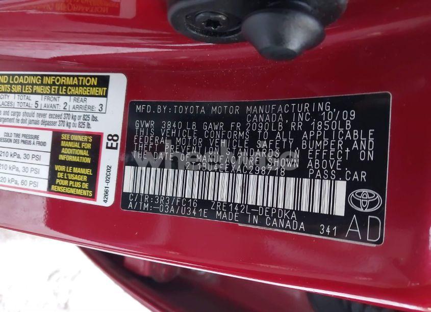 Photo 9 of 2010 Toyota Corolla LE (VIN 2T1BU4EEXAC298718)