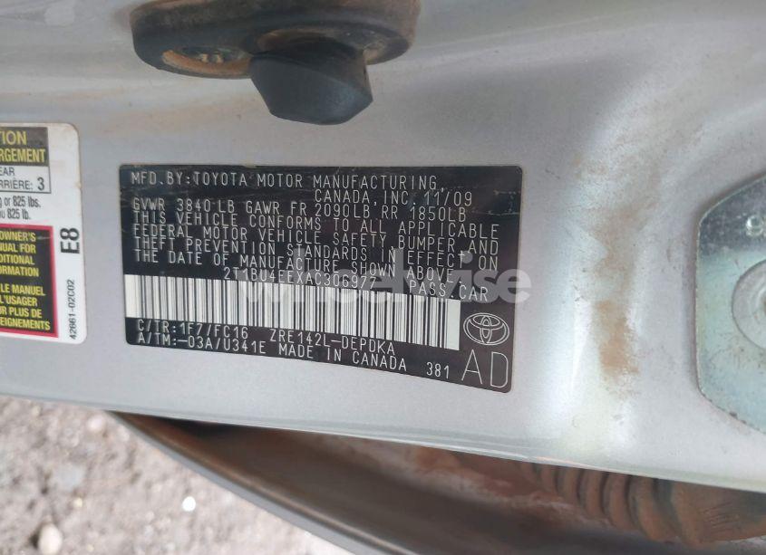 Photo 9 of 2010 Toyota Corolla LE (VIN 2T1BU4EEXAC306977)