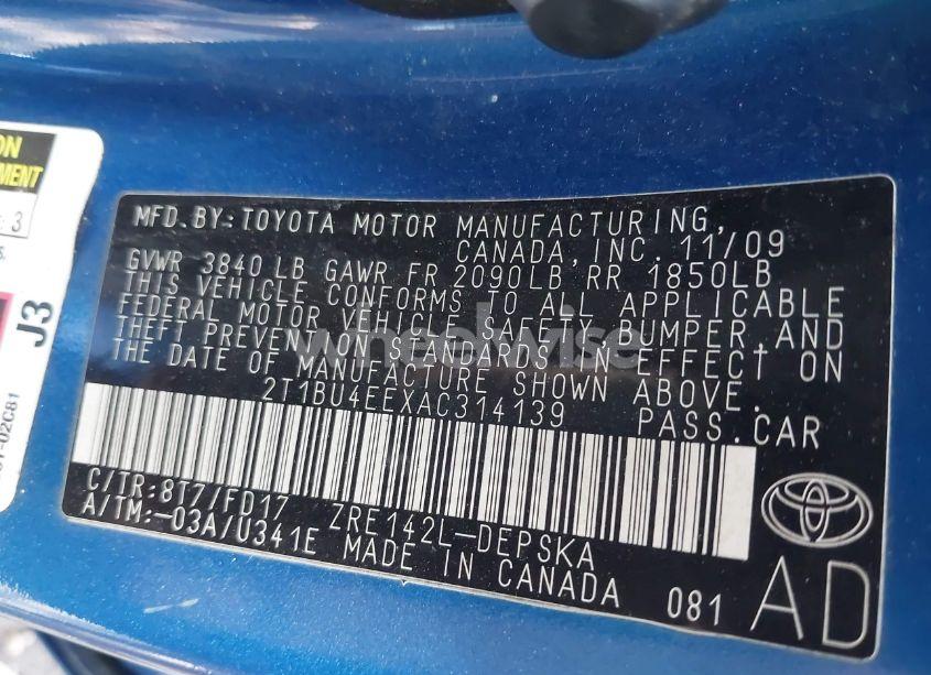 Photo 9 of 2010 Toyota Corolla S (VIN 2T1BU4EEXAC314139)