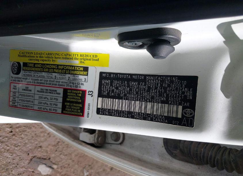 Photo 9 of 2010 Toyota Corolla LE (VIN 2T1BU4EEXAC412605)