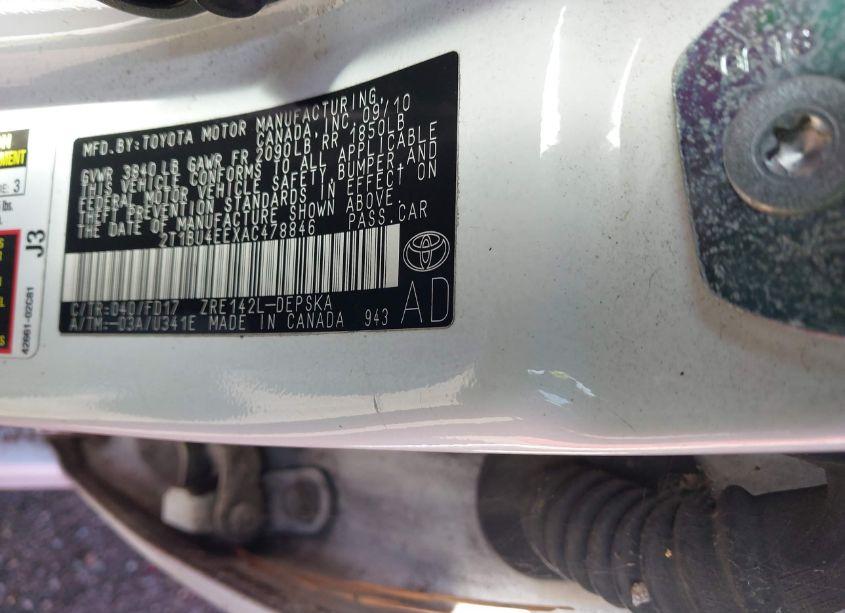 Photo 9 of 2010 Toyota Corolla S (VIN 2T1BU4EEXAC478846)