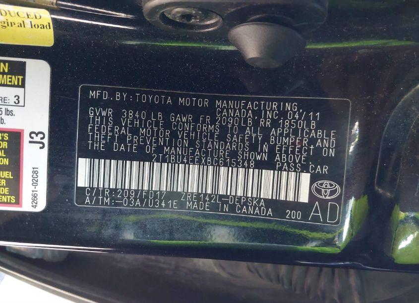 Photo 9 of 2011 Toyota Corolla S (VIN 2T1BU4EEXBC615348)