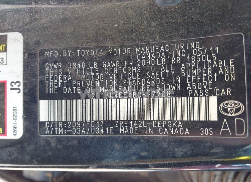 Photo 9 of 2011 Toyota Corolla S (VIN 2T1BU4EEXBC627208)