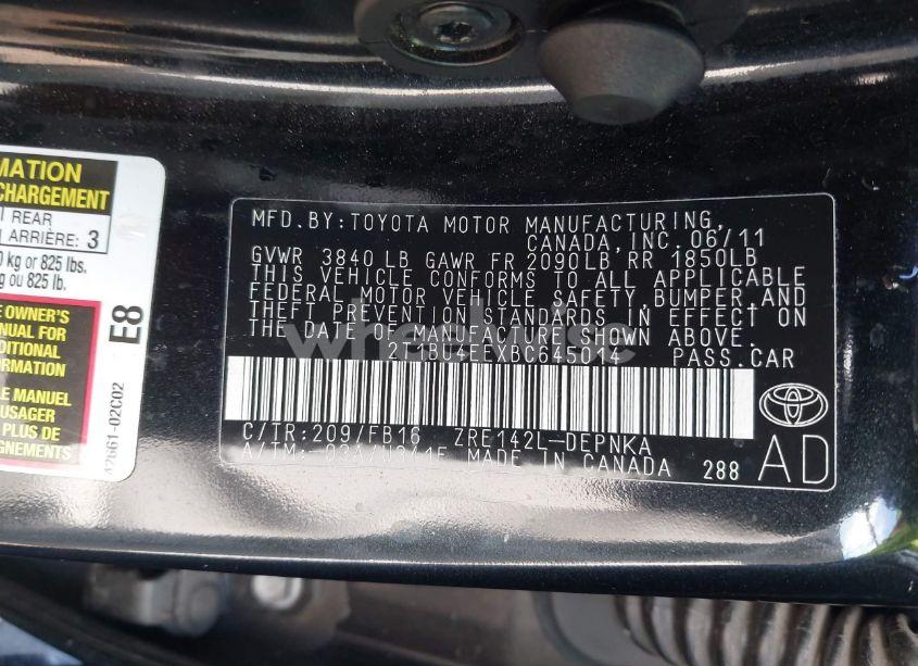 Photo 9 of 2011 Toyota Corolla LE (VIN 2T1BU4EEXBC645014)