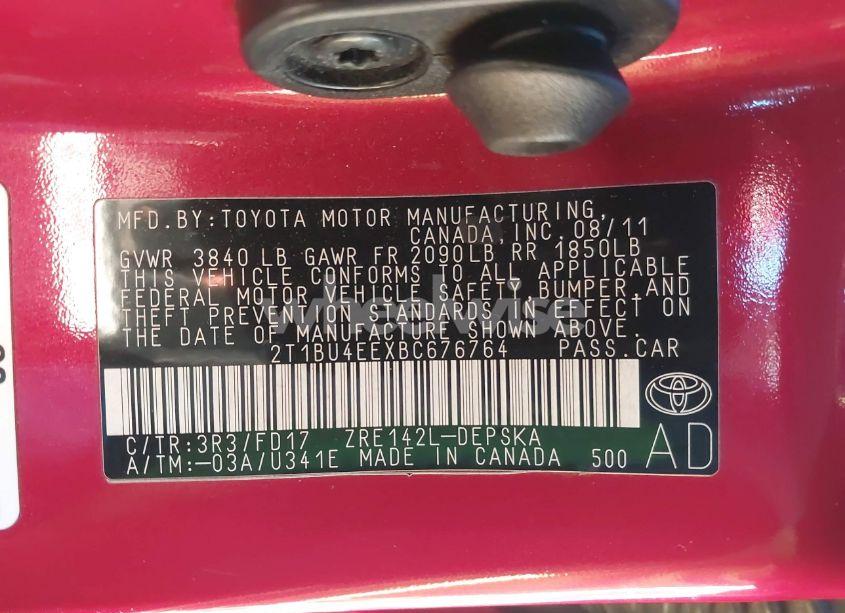 Photo 9 of 2011 Toyota Corolla S (VIN 2T1BU4EEXBC676764)