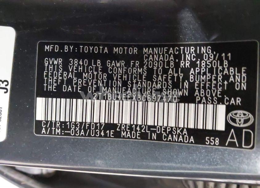 Photo 9 of 2011 Toyota Corolla S (VIN 2T1BU4EEXBC697470)