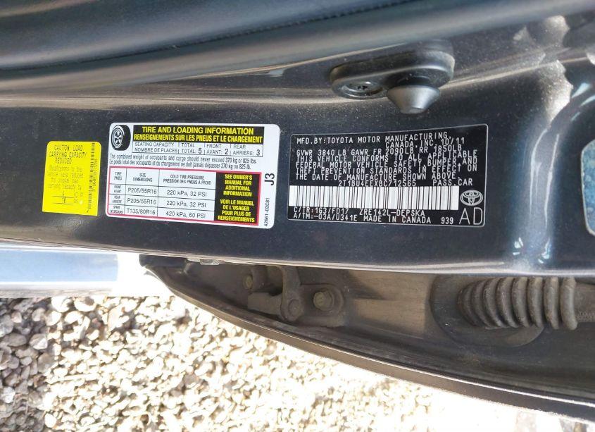 Photo 9 of 2011 Toyota Corolla S (VIN 2T1BU4EEXBC712565)