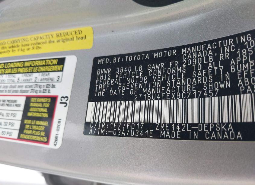 Photo 9 of 2011 Toyota Corolla S (VIN 2T1BU4EEXBC717457)