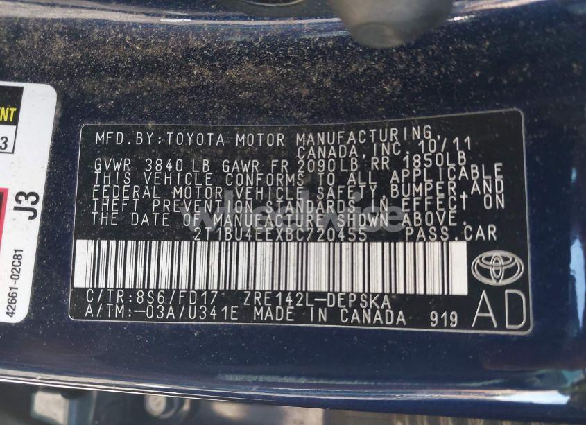 Photo 9 of 2011 Toyota Corolla S (VIN 2T1BU4EEXBC720455)