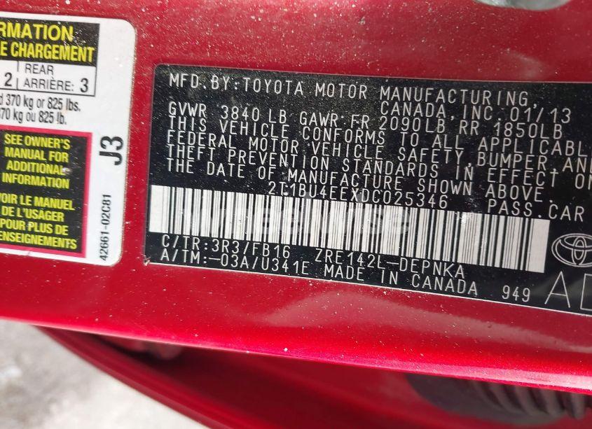 Photo 9 of 2013 Toyota Corolla LE (VIN 2T1BU4EEXDC025346)