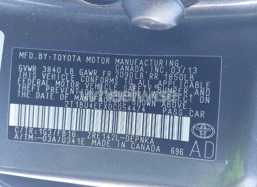 Photo 9 of 2013 Toyota Corolla LE (VIN 2T1BU4EEXDC054474)