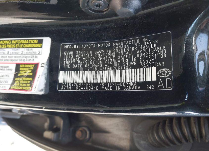 Photo 9 of 2013 Toyota Corolla LE (VIN 2T1BU4EEXDC064406)