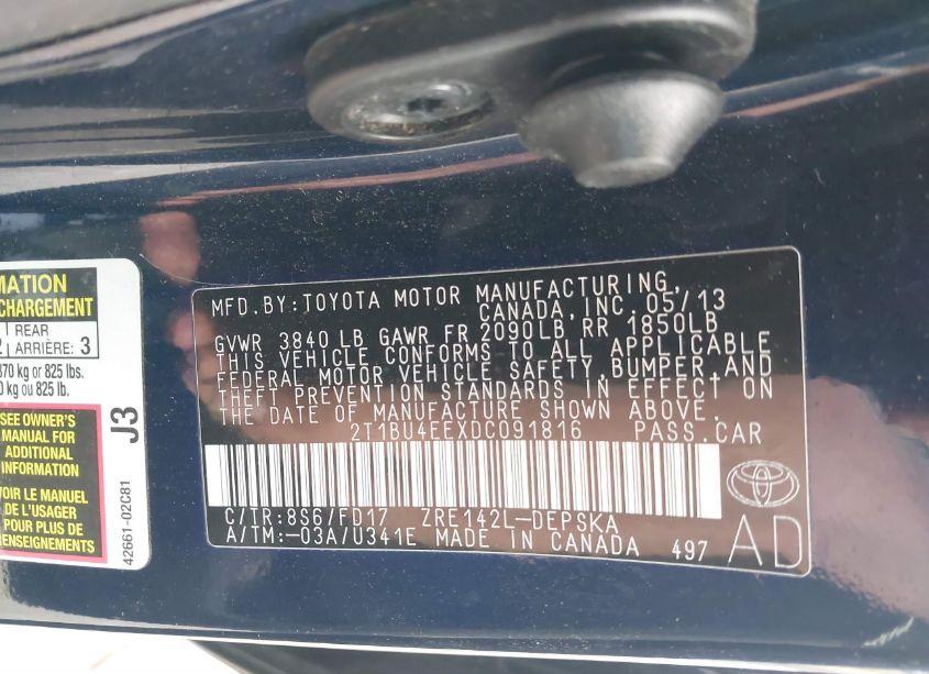 Photo 9 of 2013 Toyota Corolla S (VIN 2T1BU4EEXDC091816)