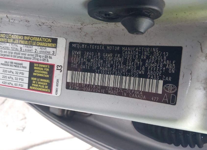 Photo 9 of 2013 Toyota Corolla LE (VIN 2T1BU4EEXDC112535)