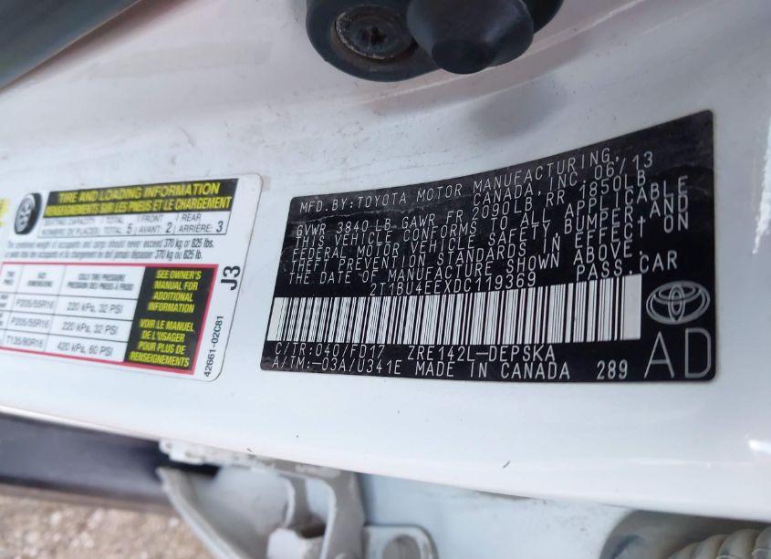 Photo 9 of 2013 Toyota Corolla S (VIN 2T1BU4EEXDC119369)