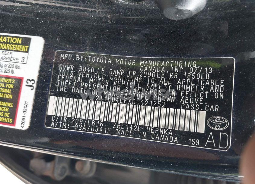 Photo 9 of 2013 Toyota Corolla LE (VIN 2T1BU4EEXDC121252)