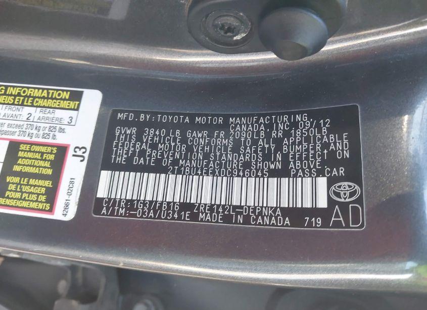 Photo 9 of 2013 Toyota Corolla LE (VIN 2T1BU4EEXDC946045)