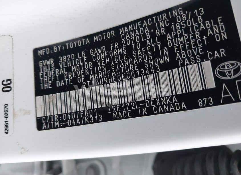 Photo 9 of 2014 Toyota Corolla LE (VIN 2T1BURHE0EC013443)