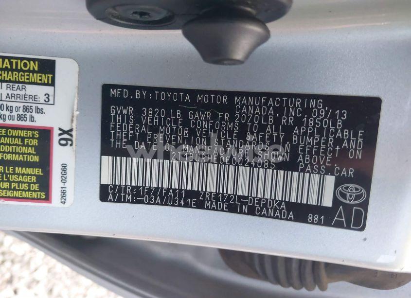 Photo 9 of 2014 Toyota Corolla L (VIN 2T1BURHE0EC024085)