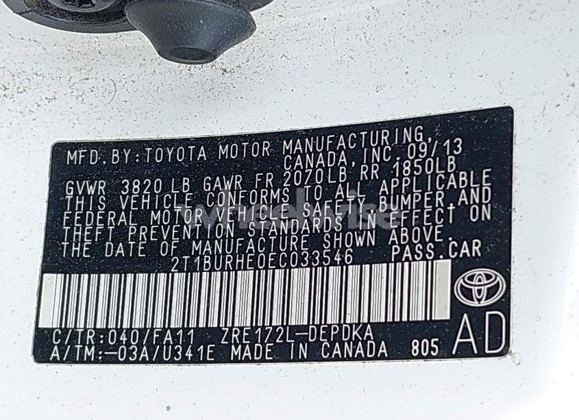 Photo 9 of 2014 Toyota Corolla L (VIN 2T1BURHE0EC033546)