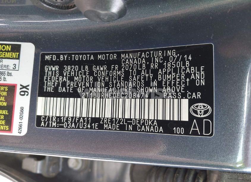 Photo 9 of 2014 Toyota Corolla L (VIN 2T1BURHE0EC208474)