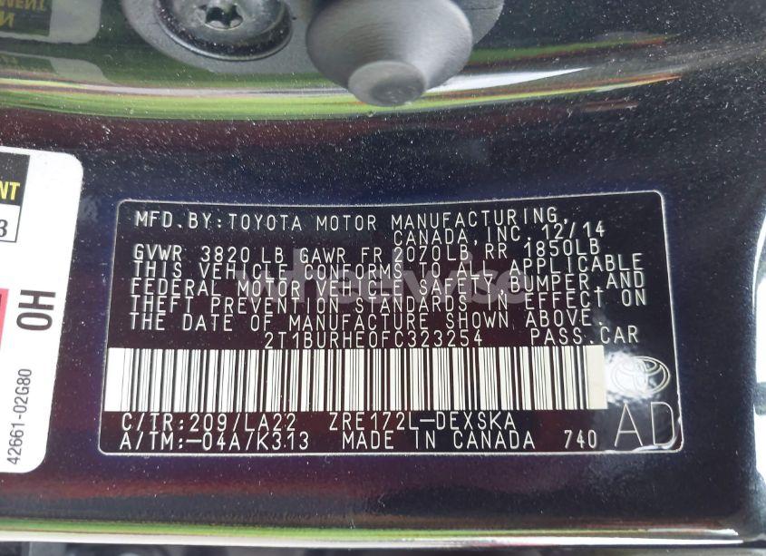 Photo 9 of 2015 Toyota Corolla S PREMIUM (VIN 2T1BURHE0FC323254)