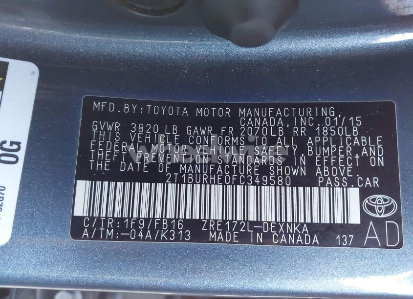 Photo 9 of 2015 Toyota Corolla LE (VIN 2T1BURHE0FC349580)