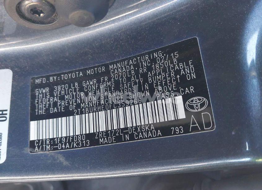 Photo 9 of 2015 Toyota Corolla S PLUS (VIN 2T1BURHE0FC359266)