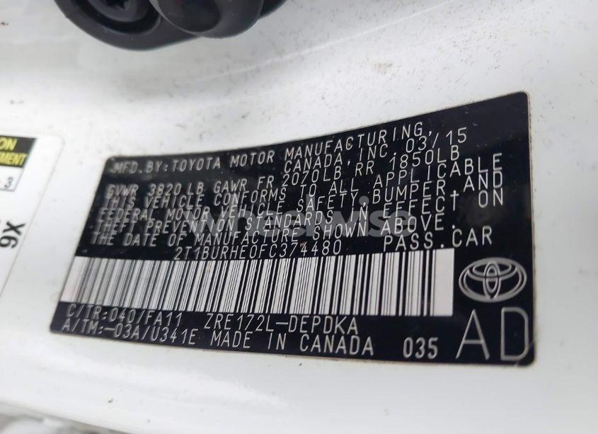Photo 9 of 2015 Toyota Corolla L (VIN 2T1BURHE0FC374480)