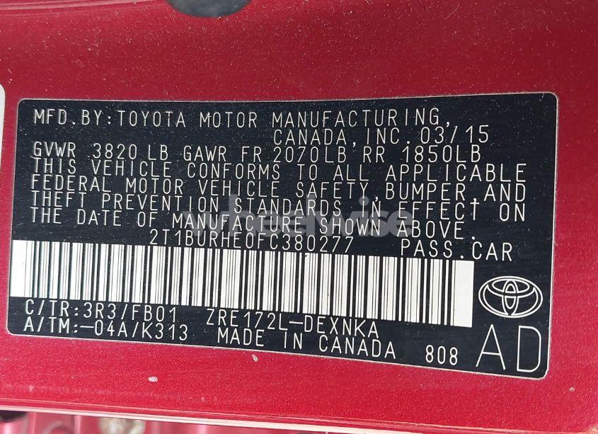 Photo 9 of 2015 Toyota Corolla LE (VIN 2T1BURHE0FC380277)