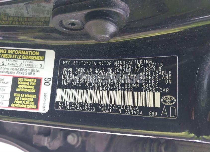 Photo 9 of 2015 Toyota Corolla LE (VIN 2T1BURHE0FC457553)