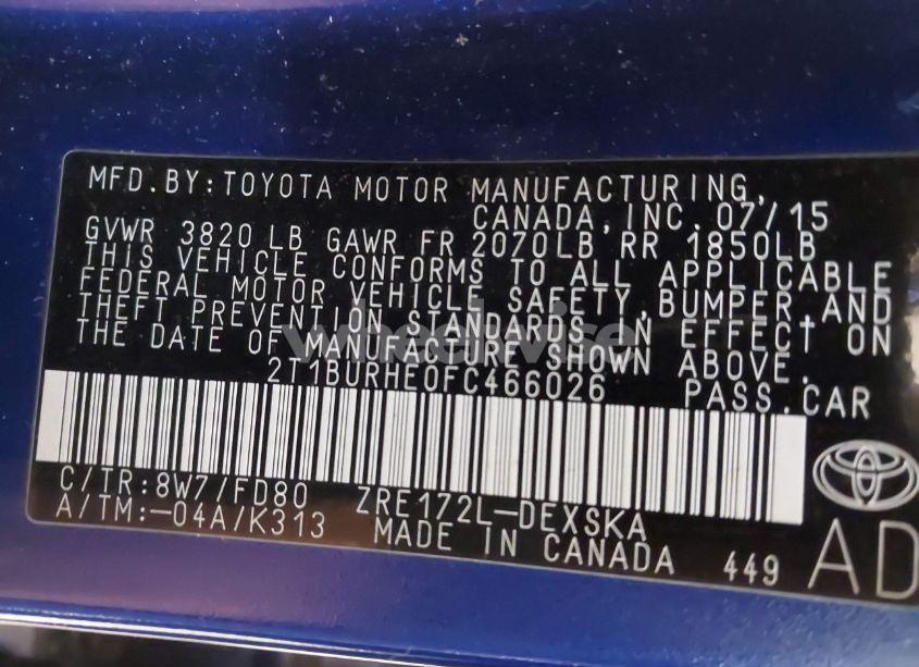 Photo 9 of 2015 Toyota Corolla S PLUS (VIN 2T1BURHE0FC466026)