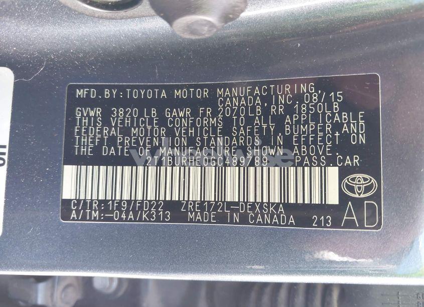 Photo 9 of 2016 Toyota Corolla S PLUS (VIN 2T1BURHE0GC489789)