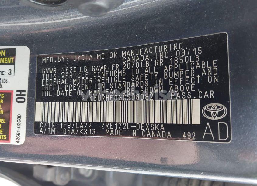 Photo 9 of 2016 Toyota Corolla S PREMIUM (VIN 2T1BURHE0GC508082)