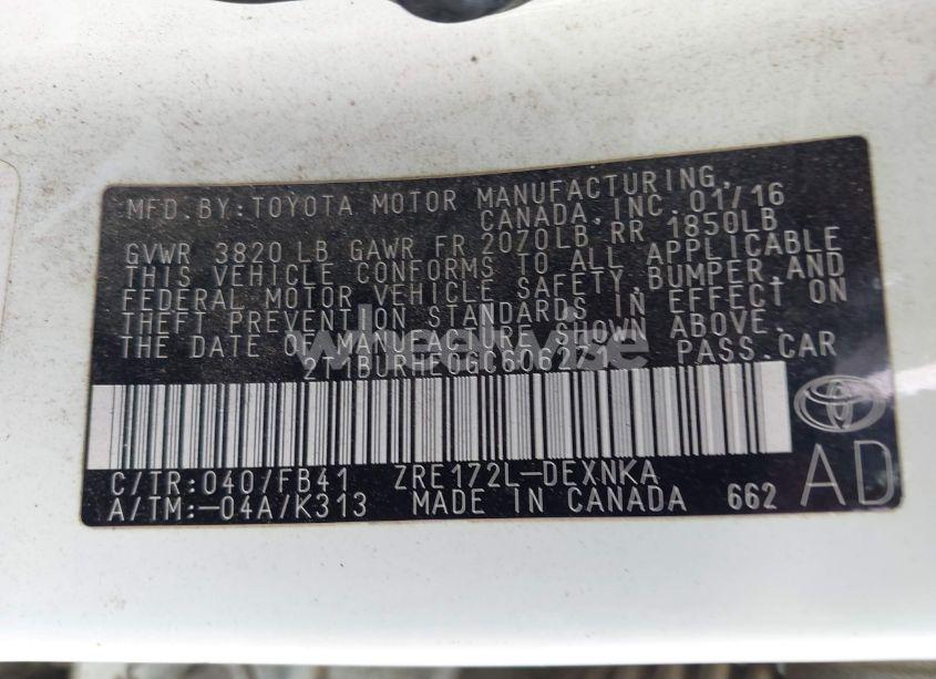 Photo 9 of 2016 Toyota Corolla LE (VIN 2T1BURHE0GC606271)