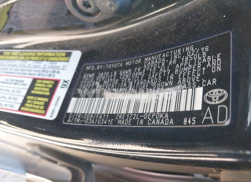 Photo 9 of 2016 Toyota Corolla L (VIN 2T1BURHE0GC611471)