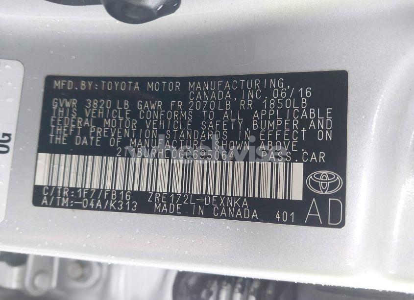 Photo 9 of 2016 Toyota Corolla LE (VIN 2T1BURHE0GC695064)