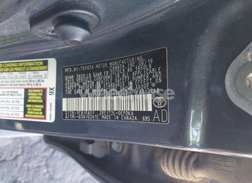 Photo 9 of 2016 Toyota Corolla L (VIN 2T1BURHE0GC696392)