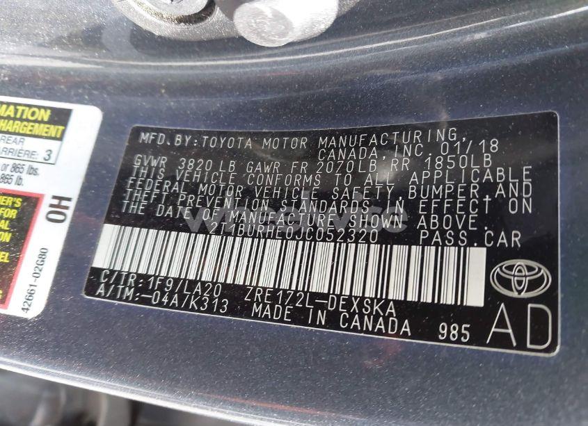 Photo 9 of 2018 Toyota Corolla XSE (VIN 2T1BURHE0JC052320)