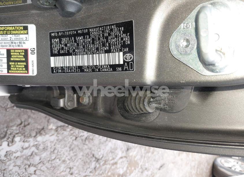 Photo 9 of 2019 Toyota Corolla LE (VIN 2T1BURHE0KC154086)