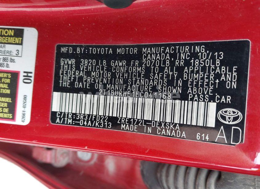 Photo 9 of 2014 Toyota Corolla S PLUS (VIN 2T1BURHE1EC041168)