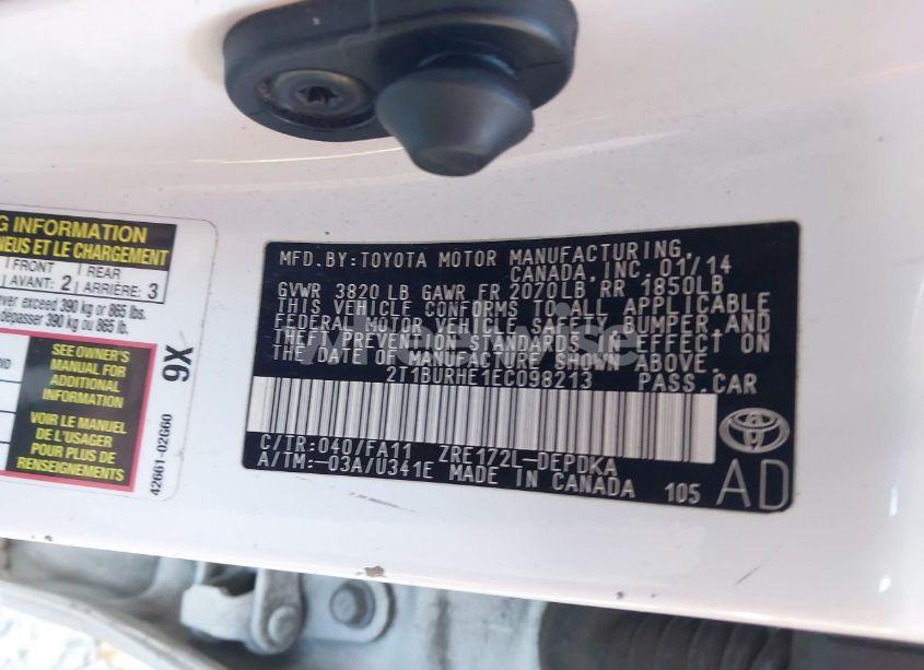 Photo 9 of 2014 Toyota Corolla L (VIN 2T1BURHE1EC098213)